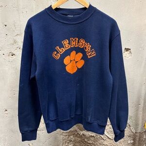 Soffee Clemson University 90s Navy Blue Paw Logo Crewneck Sweatshirt Large L